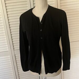 Chadwicks Black Button-Up Cardigan Size L Cotton Blend